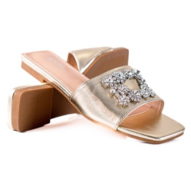 SHELOVET Eleganckie klapki złoty