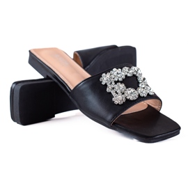 SHELOVET Eleganckie klapki czarne