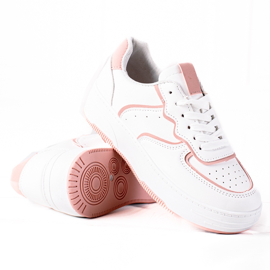 SHELOVET Sneakersy Damskie białe różowe