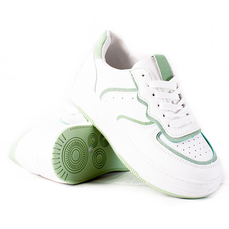 SHELOVET Sneakersy Damskie białe zielone