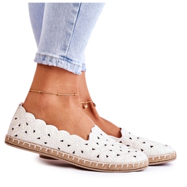 Damskie Wsuwane Baleriny W Kwiaty Białe