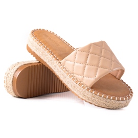 SHELOVET Klapki Na Platformie brązowe