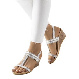 Srebrne sandały na koturnie Belma srebrny