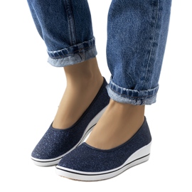 Granatowe tenisówki na koturnie Friis niebieskie