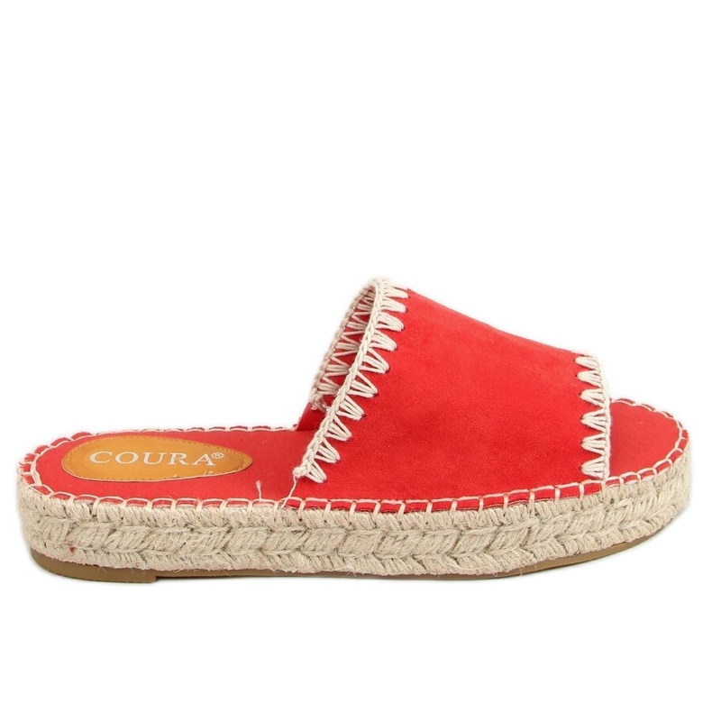 Klapki damskie espadryle Leven Red czerwone