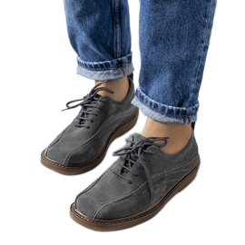 Szare skórzane półbuty damskie Morten