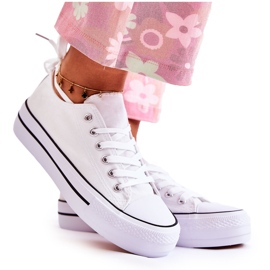 FS3 Damskie Klasyczne Trampki Na Platformie Białe Conelle