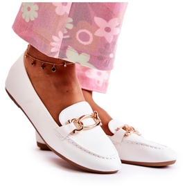 PG1 Mokasyny Z Ozdobą Białe Millario