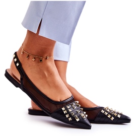 PG1 Damskie Baleriny Z Ćwiekami Czarne Kinley