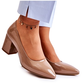 Lakierowane Czółenka Sergio Leone PB411 Brązowe