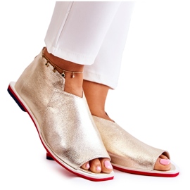 Nicole Skórzane Sandały Na Suwak Złote Clorie złoty