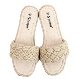 Klapki damskie sznurkowe Erika Beige beżowy