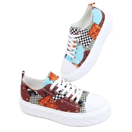 Trampki na wysokiej podeszwie Madi Red Jacquard Weave wielokolorowe