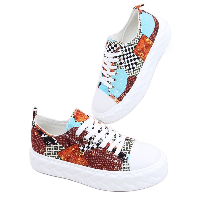 Trampki na wysokiej podeszwie Madi Red Jacquard Weave wielokolorowe