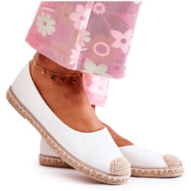 Klasyczne Skórzane Damskie Espadryle Białe Calabria beżowy