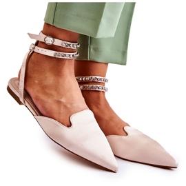 WS1 Damskie Sandały Z Noskiem W Szpic Beżowe Amisha beżowy