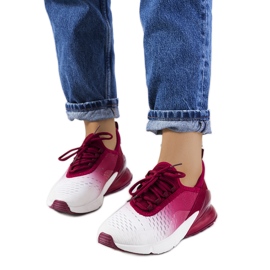 Bordowe sneakersy sportowe Glaner białe