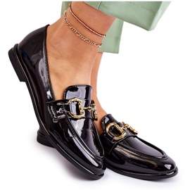 WS1 Damskie Lakierowane Mokasyny Czarne Coriso