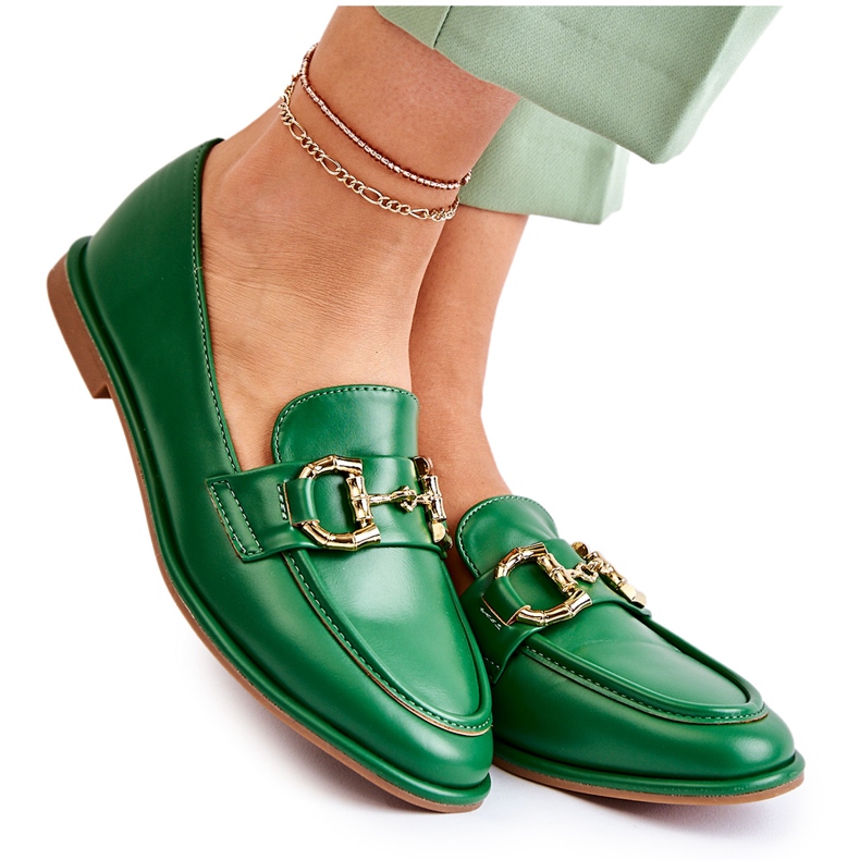 WS1 Damskie Mokasyny Zielone Coriso