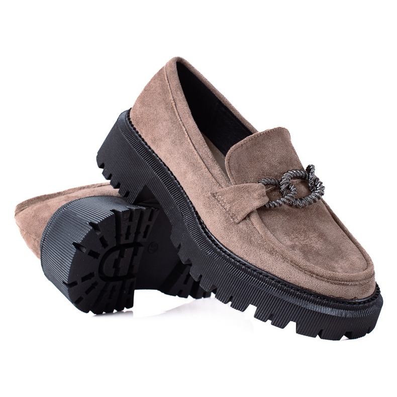 SHELOVET Mokasyny Na Platformie brązowe