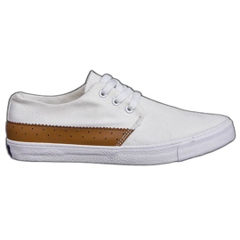 Materiałowe Trampki Casual Y010 Biały białe