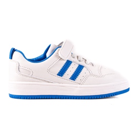 Sneakersy dziecięce Shelovet ze skóry ekologicznej biało niebieskie białe