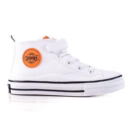 Wysokie trampki dziecięce Shelovet ze skóry ekologicznej białe