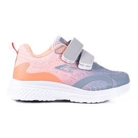 Buty sportowe dziecięce Shelovet z zapięciem na rzep pomarańczowo szare pomarańczowe