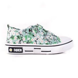 Trampki dziecięce Shelovet z kwiatkami zielone ['biały', 'zielony', 'żółty']