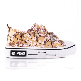 Trampki dziecięce Shelovet z kwiatkami beżowe beżowy białe brązowe