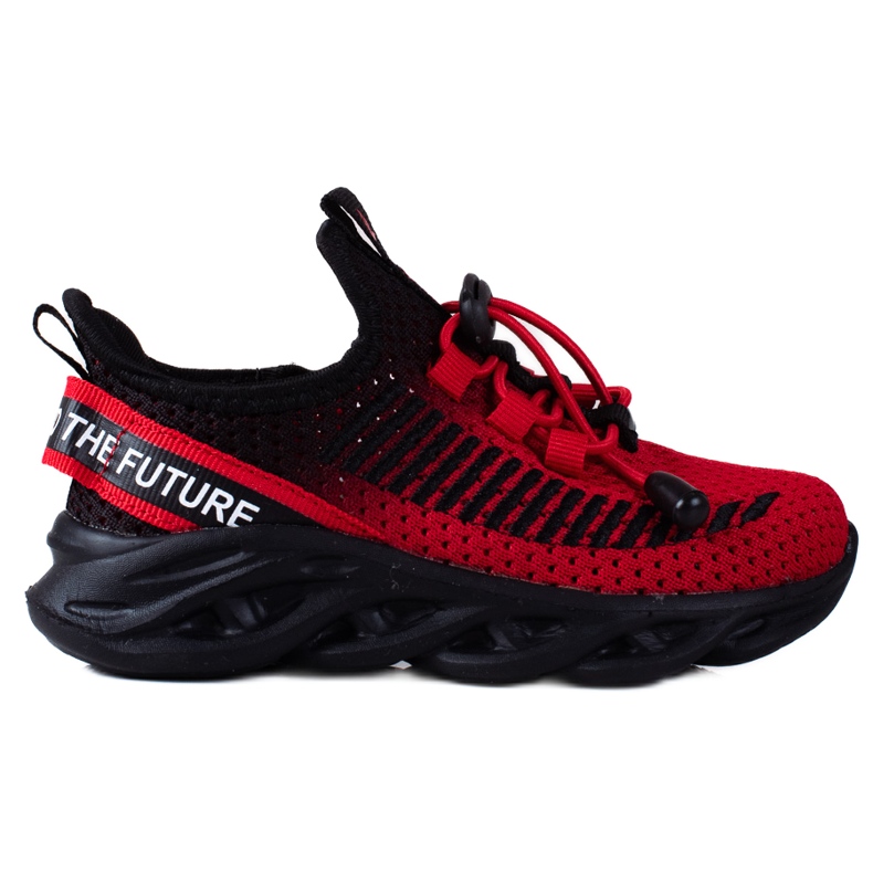 Buty sportowe dziecięce Vico materiałowe dwukolorowe czarne czerwone