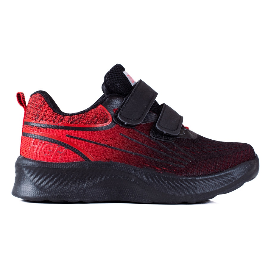 Sneakersy chłopięce Shelovet z podwójnym rzepem czarno czerwone czarne