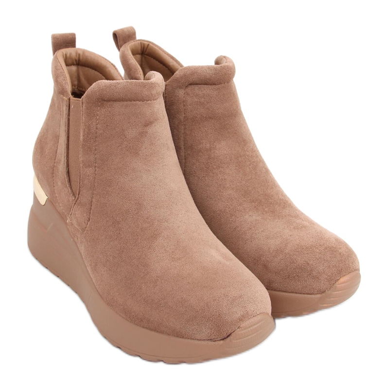 Półbuty na koturnie Florens Khaki beżowy