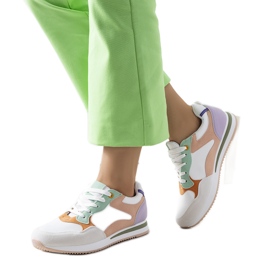 Biało fioletowe sneakersy damskie Kindler białe różowe