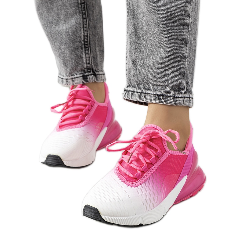 Różowe sneakersy sportowe Glaner białe