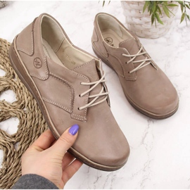 Półbuty damskie skórzane komfortowe beżowe Helios 715 beżowy