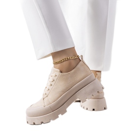 BM Beżowe sneakersy na platformie Dearth beżowy