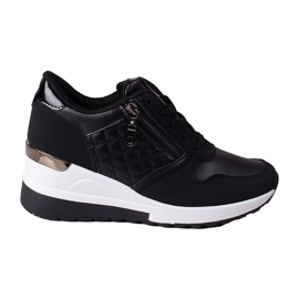 Sneakersy damskie Shelovet czarne z pikowaniem