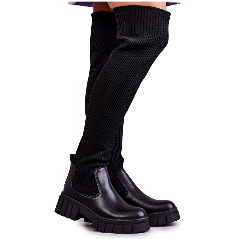 PS1 Wysokie Damskie Kozaki Workery Czarne Austin