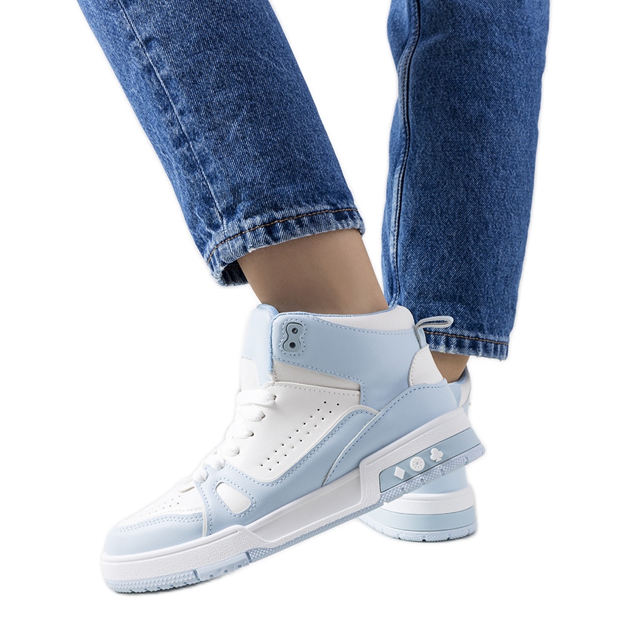 Niebieskie sneakersy za kostkę Grandis białe