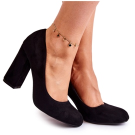 WT1 Zamszowe Klasyczne Czółenka Na Obcasie Czarne Reiser