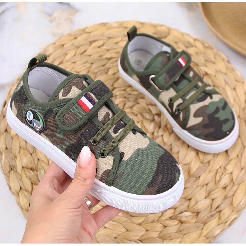 Tenisówki dziecięce na rzep moro Atletico zielone