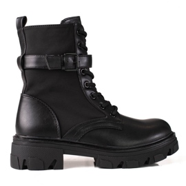 Czarne workery damskie Shelovet na grubej platformie