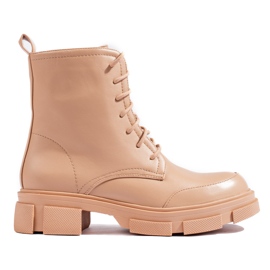 Workery damskie sznurowane beżowe beżowy