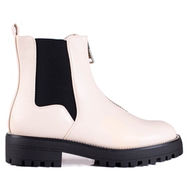 Workery damskie z suwakiem beżowe beżowy