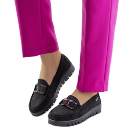 Czarne mokasyny na platformie Campini