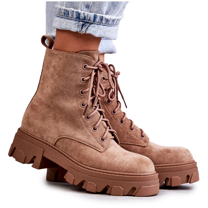 PG1 Zamszowe Ocieplane Botki Workery Brązowe Darvin