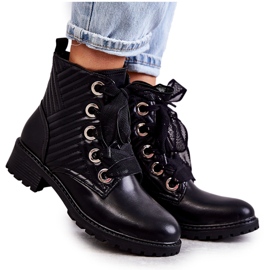 PG1 Pikowane Botki Z Ociepleniem Czarne Torino