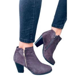 Botki na obcasie zamszowe Antone Grey szare