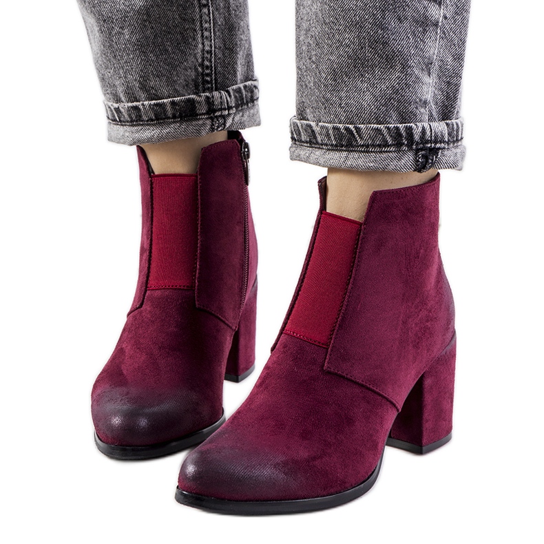 Bordowe botki Norwich czerwone